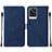 Funda de Cuero Cartera con Soporte Carcasa Y01B para Vivo V21e 4G Azul