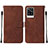 Funda de Cuero Cartera con Soporte Carcasa Y01B para Vivo V21e 4G Marron