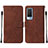 Funda de Cuero Cartera con Soporte Carcasa Y01B para Vivo V21e 5G Marron