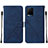 Funda de Cuero Cartera con Soporte Carcasa Y01B para Vivo Y21 Azul