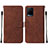 Funda de Cuero Cartera con Soporte Carcasa Y01B para Vivo Y32 4G Marron