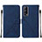 Funda de Cuero Cartera con Soporte Carcasa Y01B para Vivo Y52 5G Azul