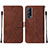 Funda de Cuero Cartera con Soporte Carcasa Y01B para Vivo Y52 5G Marron