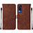 Funda de Cuero Cartera con Soporte Carcasa Y01B para Vivo Y53s 4G Marron