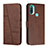 Funda de Cuero Cartera con Soporte Carcasa Y01X para Motorola Moto E30 Marron