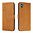 Funda de Cuero Cartera con Soporte Carcasa Y01X para Motorola Moto E32 India Marron Claro