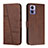 Funda de Cuero Cartera con Soporte Carcasa Y01X para Motorola Moto Edge 30 Lite 5G Marron