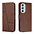 Funda de Cuero Cartera con Soporte Carcasa Y01X para Motorola Moto Edge X30 5G Marron