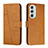 Funda de Cuero Cartera con Soporte Carcasa Y01X para Motorola Moto Edge X30 5G Marron Claro