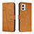 Funda de Cuero Cartera con Soporte Carcasa Y01X para Motorola Moto G53j 5G Marron Claro