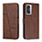 Funda de Cuero Cartera con Soporte Carcasa Y01X para Oppo K10 5G India Marron