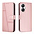 Funda de Cuero Cartera con Soporte Carcasa Y01X para Realme 10 Pro+ Plus 5G Oro Rosa