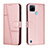 Funda de Cuero Cartera con Soporte Carcasa Y01X para Realme C25Y India Oro Rosa