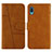 Funda de Cuero Cartera con Soporte Carcasa Y01X para Samsung Galaxy M02 Marron Claro