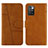 Funda de Cuero Cartera con Soporte Carcasa Y01X para Xiaomi Redmi 10 (2022) Marron Claro