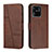 Funda de Cuero Cartera con Soporte Carcasa Y01X para Xiaomi Redmi 10 India Marron