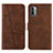 Funda de Cuero Cartera con Soporte Carcasa Y01X para Xiaomi Redmi 9 Power Marron