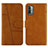 Funda de Cuero Cartera con Soporte Carcasa Y01X para Xiaomi Redmi 9 Power Marron Claro