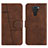 Funda de Cuero Cartera con Soporte Carcasa Y01X para Xiaomi Redmi Note 9 Marron