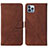 Funda de Cuero Cartera con Soporte Carcasa Y02B para Apple iPhone 13 Pro Max Marron