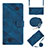 Funda de Cuero Cartera con Soporte Carcasa Y02B para Huawei Enjoy 50 Azul