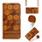 Funda de Cuero Cartera con Soporte Carcasa Y03B para Apple iPhone 14 Pro Max Marron Claro