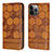 Funda de Cuero Cartera con Soporte Carcasa Y04B para Apple iPhone 13 Pro Max Marron Claro