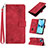 Funda de Cuero Cartera con Soporte Carcasa Y06B para Apple iPhone 13 Rojo