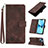 Funda de Cuero Cartera con Soporte Carcasa Y06B para Apple iPhone 15 Marron