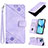 Funda de Cuero Cartera con Soporte Carcasa Y06B para Apple iPhone 15 Morado