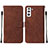 Funda de Cuero Cartera con Soporte Carcasa Y07B para Samsung Galaxy S23 Plus 5G Marron