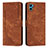 Funda de Cuero Cartera con Soporte Carcasa Y07X para Motorola Moto E32 India Marron