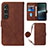 Funda de Cuero Cartera con Soporte Carcasa YB1 para Sony Xperia 1 V Marron