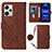 Funda de Cuero Cartera con Soporte Carcasa YB1 para Xiaomi Redmi Note 12 Explorer Marron