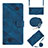 Funda de Cuero Cartera con Soporte Carcasa YB2 para Samsung Galaxy A72 4G Azul