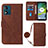 Funda de Cuero Cartera con Soporte Carcasa YB3 para Motorola Moto E13 Marron