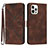 Funda de Cuero Cartera con Soporte Carcasa YX1 para Apple iPhone 15 Pro Marron