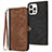 Funda de Cuero Cartera con Soporte Carcasa YX3 para Apple iPhone 13 Pro Max Marron