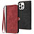 Funda de Cuero Cartera con Soporte Carcasa YX3 para Apple iPhone 13 Pro Max Rojo