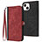 Funda de Cuero Cartera con Soporte Carcasa YX3 para Apple iPhone 14 Plus Rojo