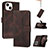 Funda de Cuero Cartera con Soporte Carcasa YX4 para Apple iPhone 14 Marron