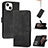 Funda de Cuero Cartera con Soporte Carcasa YX4 para Apple iPhone 14 Negro