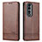 Funda de Cuero Cartera con Soporte Carcasa YZ1 para Huawei Honor 90 5G Marron