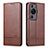 Funda de Cuero Cartera con Soporte Carcasa YZ1 para Huawei P60 Marron