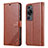 Funda de Cuero Cartera con Soporte Carcasa YZ3 para Huawei P60 Marron