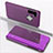 Funda de Cuero Cartera con Soporte Espejo Carcasa L04 para Samsung Galaxy A21 European Morado