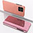 Funda de Cuero Cartera con Soporte Espejo Carcasa L04 para Samsung Galaxy A22s 5G Oro Rosa