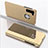 Funda de Cuero Cartera con Soporte Espejo Carcasa L04 para Samsung Galaxy M11 Oro