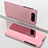 Funda de Cuero Cartera con Soporte Espejo Carcasa M01 para Samsung Galaxy A80 Oro Rosa