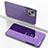 Funda de Cuero Cartera con Soporte Espejo Carcasa para Apple iPhone 14 Plus Morado